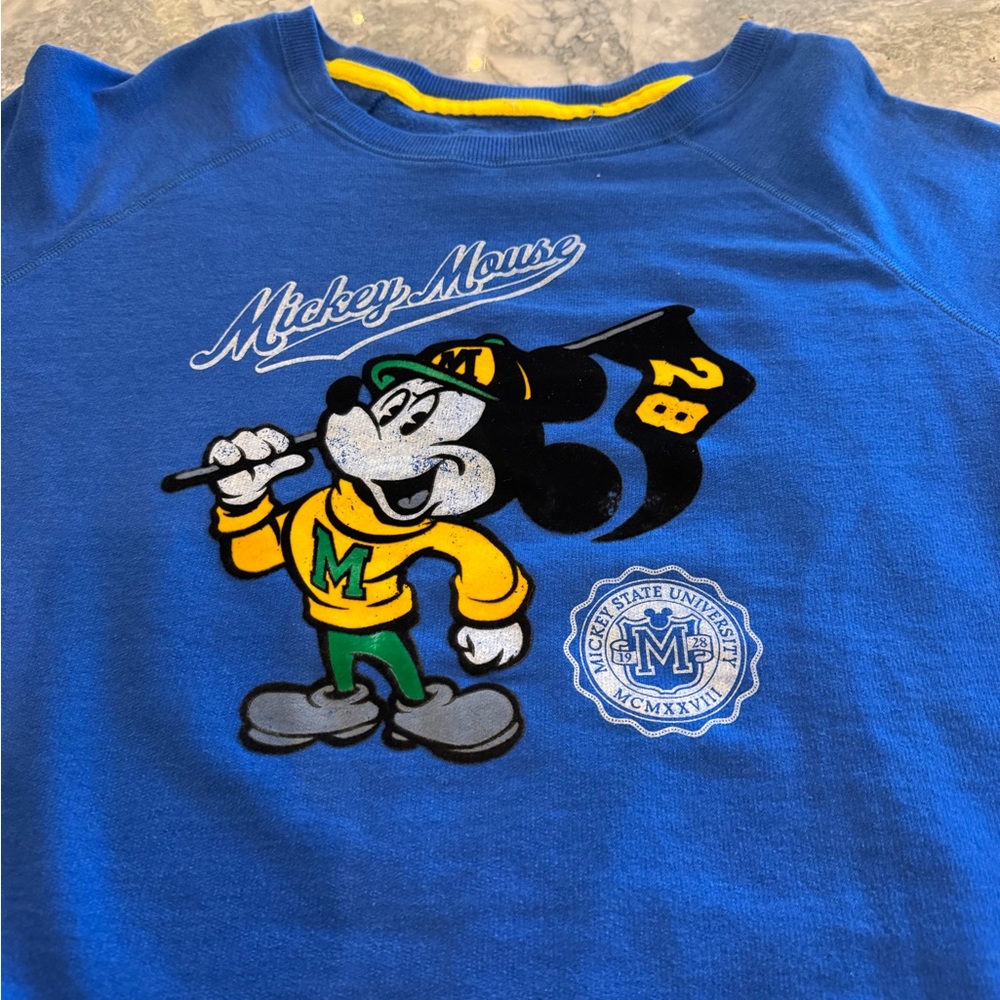 Disney Blue Crew Neck Sweater Large Mickey State University - vintage